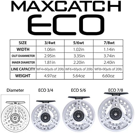 M MAXIMUMCATCH Maxcatch ECO Large Arbor Fly Fishing Reel (3/4wt 5/6wt 7/8wt) and Pre-Loaded Fly Reel with Line Combo - Image 3