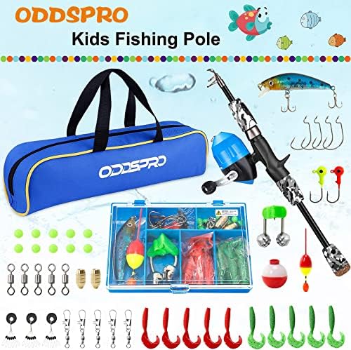 ODDSPRO Kids Fishing Pole Pink, Portable Telescopic Fishing Rod and Reel Combo Kit - with Spincast Fishing Reel Tackle Box for Girls, Youth - Image 2