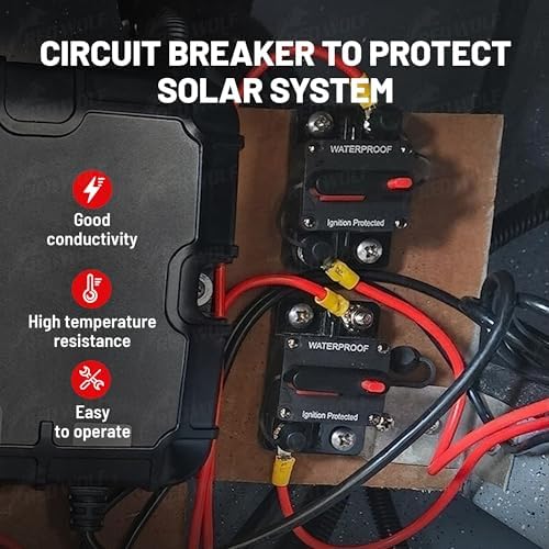 RED WOLF 50A Amp Circuit Breaker for Boat Trolling Motor Marine ATV Vehicles Stereo Audio Battery Solar System Inline Fuse with Manual Reset Switcher DC 12V-48V - Image 3