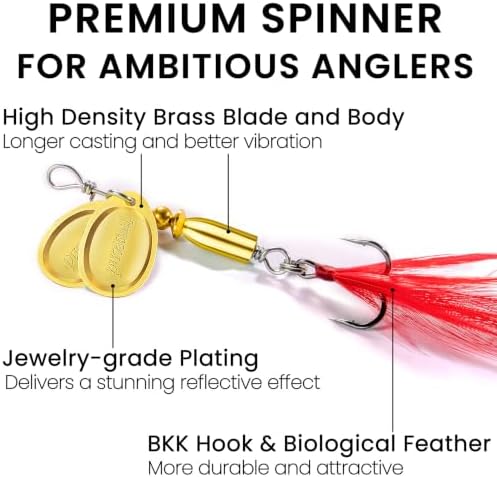 TRUSCEND Swim or Jig Fishing Spinner Baits for Freshwater and Saltwater, Rooster Tail Fishing Lures for Trout Bass Walleye Crappie Salmon Pike, Blade Bait with Copper Blade - Image 2