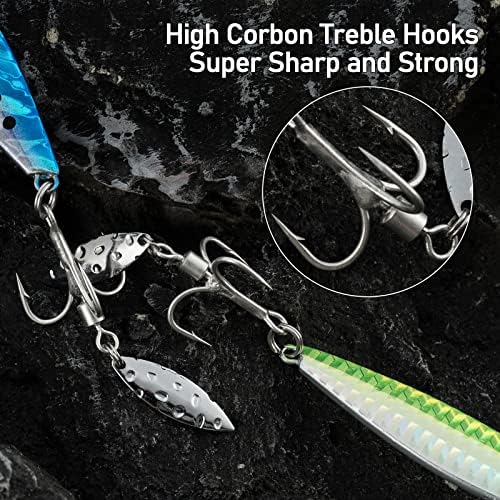 Dr.Fish 5 Pack Metal Jigging Spoon Saltwater Fishing Jigs Spoons Lures Casting Vertical Diamond Jig Lures Freshwater Bass Striper Mackerel Halibut - Image 4
