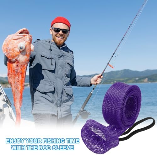 PATIKIL Rod Sock, Fishing Rod Sleeve Cover Braided Mesh Pole Protector Gloves Fishing Tools Pointed End for Spinning Fishing Rod Fly Rod Ice Rod Casting Rod - Image 7