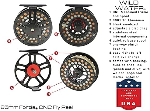 Wild Water Fly Fishing Combo Starter Kit with CNC Machined Fly Reel, 9 Foot, 4-Piece, 5/6-Weight Graphite Fly Rod with Cork Handle, Accessories, Carrying Case, Fly Box Case & Fishing Flies - Image 4
