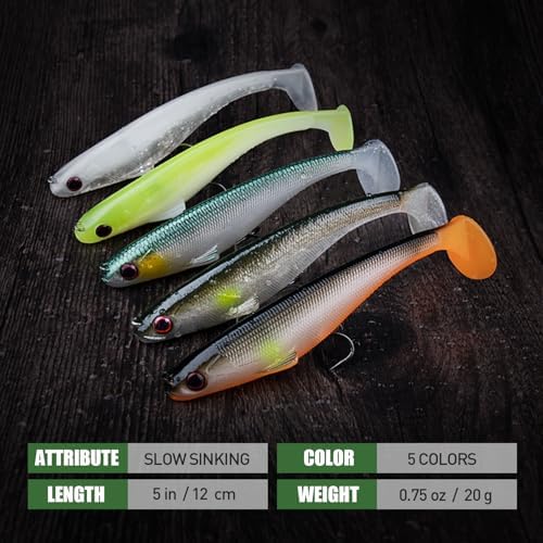 TRUSCEND Shadtale Easy Catch Soft Fishing Lures, Unique Vibration and Action for Various Rigs, Paddle Tail Swimbaits Trailer for Bass, Trout, Crappie, Walleye, Redfish, Saltwater & Freshwater Fishing - Image 2