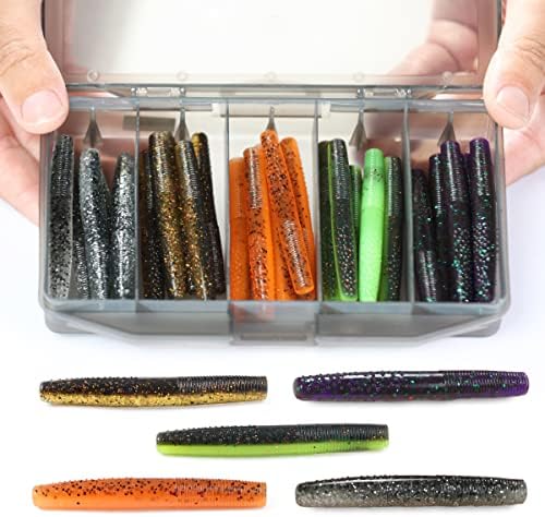 Ned Rig Baits Kit,TRD Soft Plastic Worms or Crawfish for Bass Fishing by OJYDOIIIY