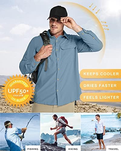 33,000ft Men's Long Sleeve Sun Protection Shirt UPF 50+ UV Quick Dry Cooling Fishing Shirts for Travel Safari Camping Hiking - Image 5