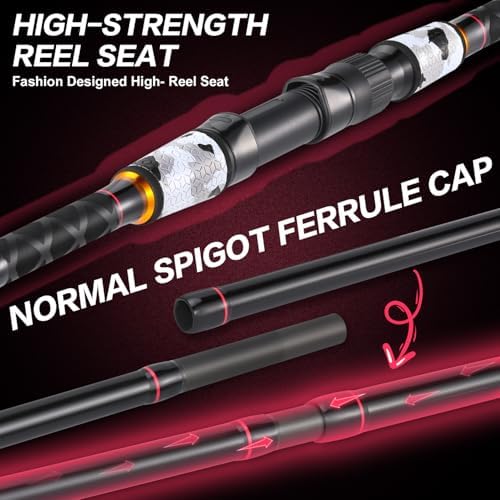 Sougayilang Surf Fishing Rod and Reel Combo, 4 Piece MH/H Saltwater Fishing Combo with 5000 Size Spinning Reel(12'/15') - Image 6