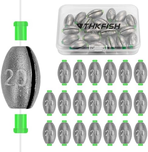 THKFISH Egg Fishing Sinkers Weights, Removable Rubber Core Fishing Weights Twist-Lock Sinker,Bass Weights Sinker Tackle Saltwater Casting Fishing Sinkers Set Oval Freshwater,1/8-1OZ by THKFISH