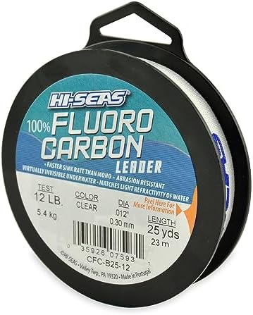 HI-SEAS 100% FLUOROCARBON Fishing LINE Leader - Clear Invisible Leader UNDETECTABLE to Fish, Fast Sinking 6LB-400LB by Hi-Seas