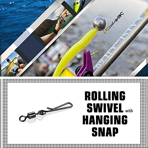 AMYSPORTS Rolling Connector Fishing Swivel Saltwater Corrosion Resistance Snap Swivels Kit Stainless Quick Fishing Snap Barrel Freshwater Trolling Accessories - Image 2