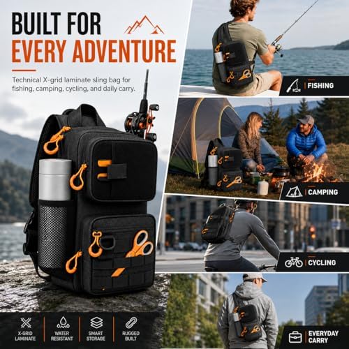 X-PAC Fishing Sling Bag, Waterproof Tackle Pack with Rod Holder for Men - Image 6