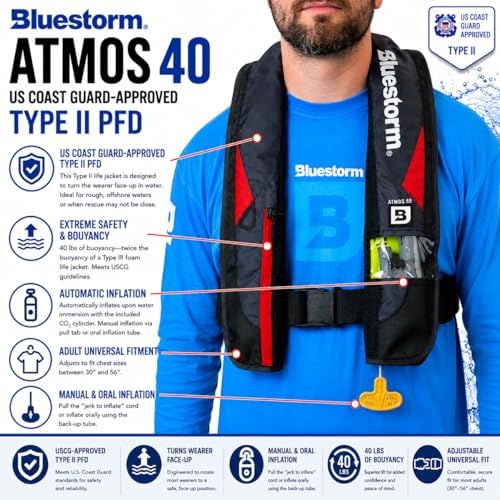 BLUESTORM Atmos 40 Automatic/Manual Inflatable PFD Life Jacket for Adults | US Coast Guard (USCG) Approved Life Vest - Image 3