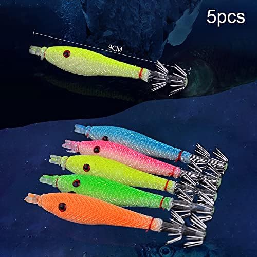 5pcs Luminous Squid Jigs Saltwater, Octopus Squid Jigs Night Fishing Lures - Image 4