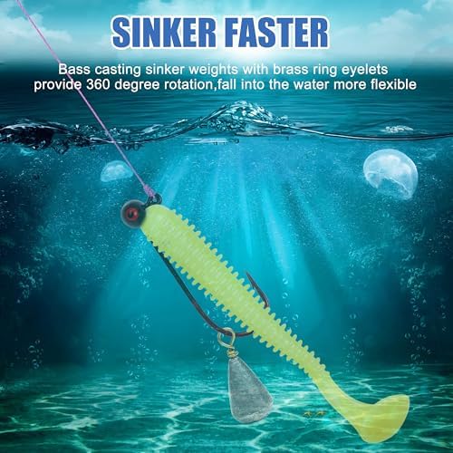 Bass Casting Sinkers Fishing Weights - 20/30pcs Bell Sinkers Drop Shot Weights with Brass Swivels for Saltwater & Freshwater - Image 4