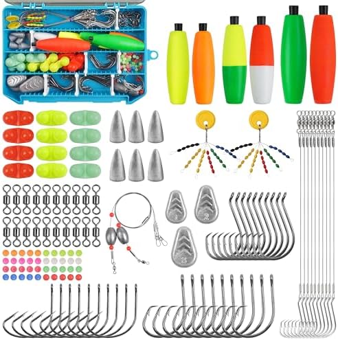 Catfish Rig Catfishing Tackle Making Kit,131/139pcs Santee Cooper Rigs with Circle Hooks Peg Floats Bobber Stoppers Swivels Rattle Bell Beads Catfishing Gear Equipment by JOGFFDE