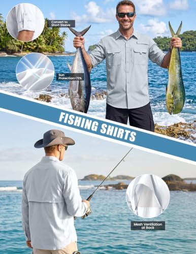 WULFUL Men's Sun Protection Fishing Shirts UPF 50+ Lightweight Quick Dry Cooling Long Sleeve Shirts for Work Hiking Safari - Image 3