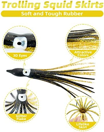 BLUEWING Trolling Squid Skirts Fishing Saltwater 2,3,5,8,12 Inch Octopus Lures 1pcs/5pcs - Image 2