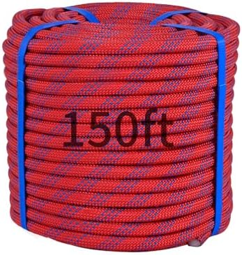 150ft 3/8 Inch Climbing Rope, Heavy Duty Arborist Rope(Red) by Kynara