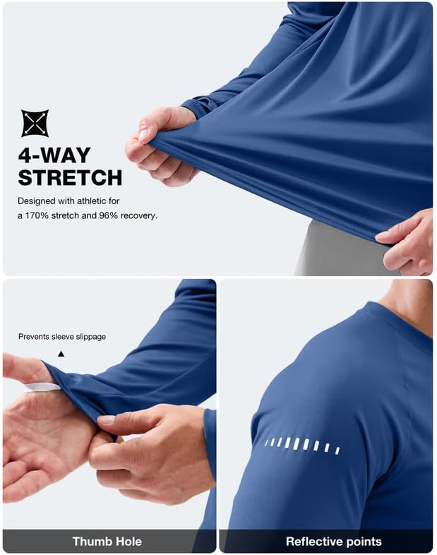 Men's Sun Protection Swim Long Sleeve UPF 50+ Rash Guard Lightweight Shirts - Image 5