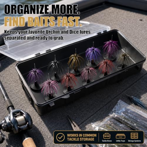 Universal Soft Bait Storage Holder System, Vertical Suspension Pin Design for Urchin & Dice Lures, Prevents Tentacle Deformation and Color Bleeding, 12 Pack (black) - Image 5