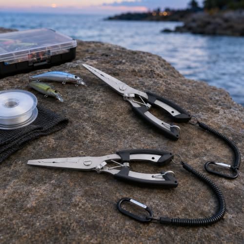 HAMMER IRON ALLEY 2PCS Stainless Steel Fishing Pliers with Lanyard, HIA Needle Nose Pliers Fishing Hook Remover, Great for Saltwater and Freshwater - Image 4