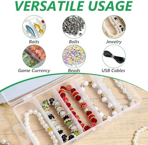 10 Pack 5 Grid Tackle Box Organizer, 6.8" x 3.7" x 1.1" Plastic Organizer Box with Dividers, Plastic Compartment Storage Boxes for Jewelry, DIY Crafts, Bait, Small Part, Beads - Image 7