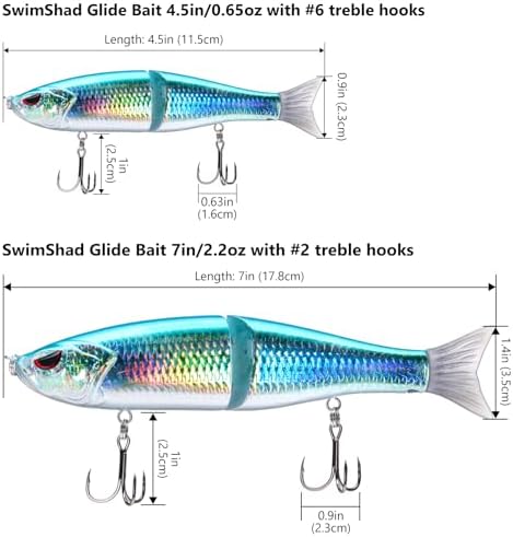 Bassdash SwimShad Glide Baits Jointed Swimbait Bass Pike Salmon Trout Muskie Fishing Lure - Image 2