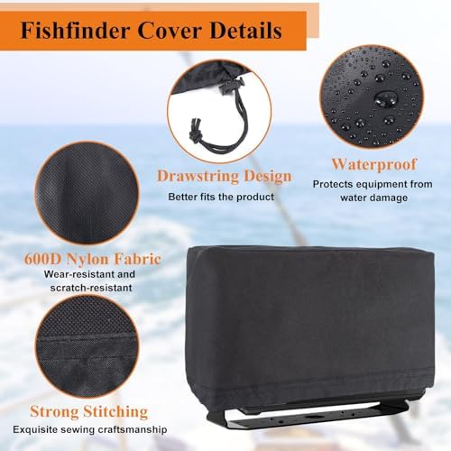 Fishfinder Cover 3-10in,Depth Finder Oxford Fabric Waterproof Protection Accessories,for Hummingbird Lowrance Models,Protects Your Screen and Device from Sun Adverse Weather Damage Fishing - Image 2
