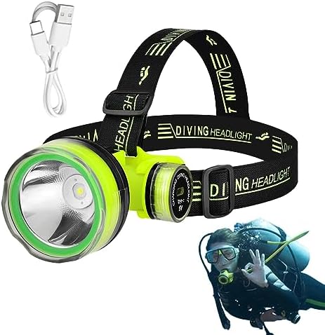 LED Head Lamps, Waterproof Bright LED Diving Flashlight, 2 Light Modes Scuba Diving Headlight, Rechargeable Forehead Scuba Diving Light, Submersible Dive Light Perfect for -sea Diving Adventures by Unknown