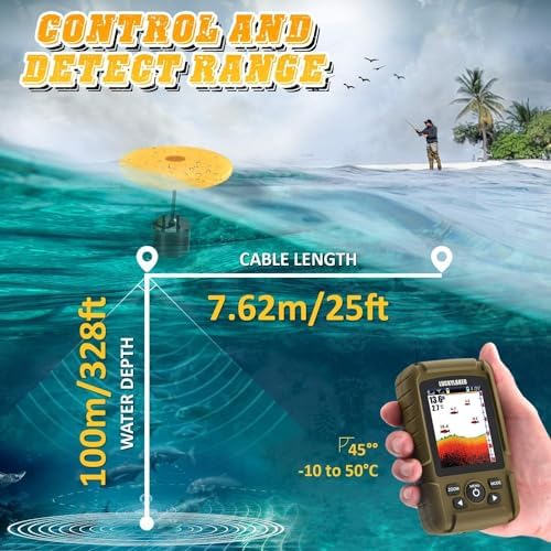 LUCKY Wireless Handheld Fish Finders Boat Wired Transducer Fishing Finder Sensor Sonar Waterproof Portable Depth Finders for Ice Fishing Sea Fishing Kayak - Image 5