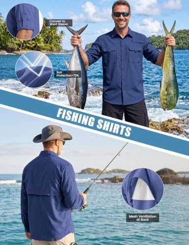 WULFUL Men's Sun Protection Fishing Shirts UPF 50+ Lightweight Quick Dry Cooling Long Sleeve Shirts for Work Hiking Safari - Image 3
