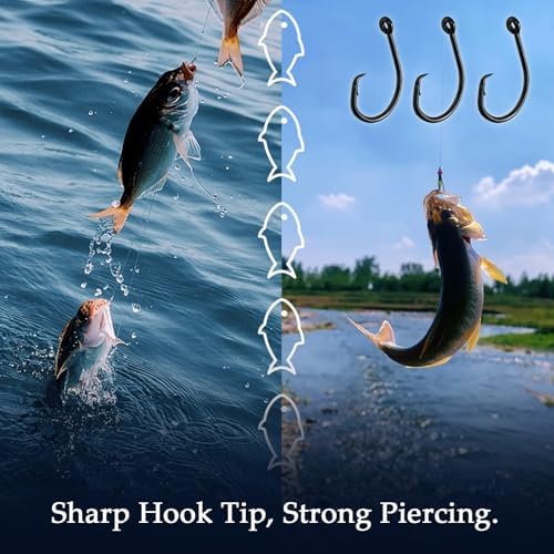 10PCS High-Carbon Steel Circle Hooks Barbed Fishing Hooks with Holes, Freshwater and Saltwater Fishing Hooks for Tuna, Catfish, Bass - Image 4