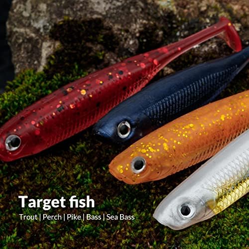 QualyQualy Soft Plastic Swimbait Paddle Tail Shad Lure Soft Bass Shad Bait Minnow Paddle Tail Swim Bait for Bass Trout Walleye Crappie - 2.75in, 3.14in, 3.94in, 5in - Image 6