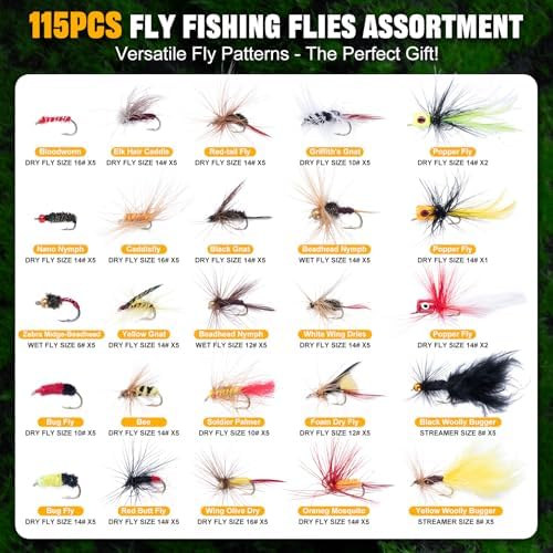 Goture Fly Fishing Flies Assortment Kit with Wooden Fly Box - Image 2