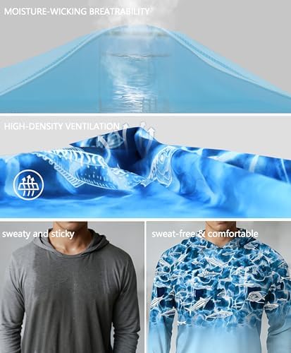 Men's UPF 50+ Sun Protection Hoodie, Long Sleeve Fishing Shirt - Image 4