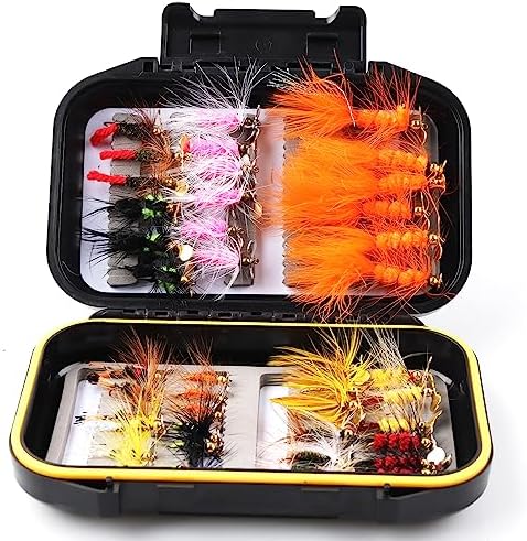 Fly Fishing Flies Assortment Kit Dry Wet Nyphms Tenkara Popper Streamer Woolly Bugger for Trout Bass Salmon Steelhead with Fly Box - Image 5