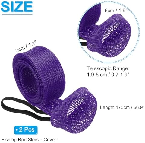 PATIKIL Rod Sock, Fishing Rod Sleeve Cover Braided Mesh Pole Protector Gloves Fishing Tools Pointed End for Spinning Fishing Rod Fly Rod Ice Rod Casting Rod - Image 2