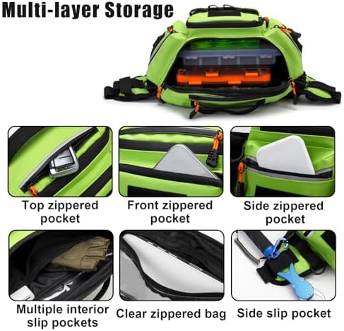 Fishing Tackle Bag, Waterproof Tackle Sling Pack with Adjustable Strap Reflective Fishing Waist Pack for Outdoor Anglers - Image 4