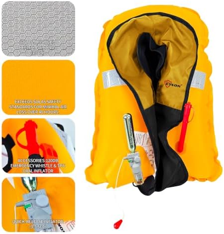 Automatic Inflatable Life Jacket,Preserver PFD for Adults,Life Vest for Adult,Supports Weight up to 330 pounds - Image 3