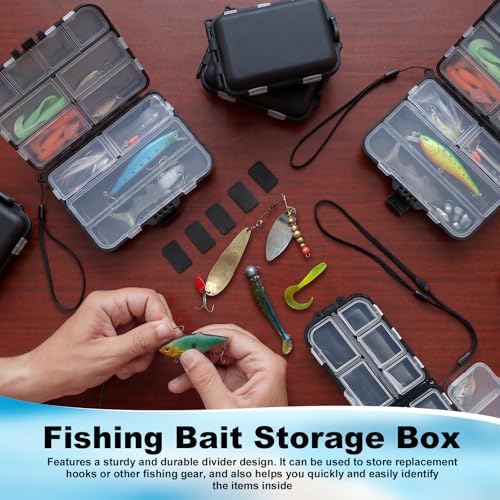 10 Pack Small Tackle Box Organizer for Fishing, Mini Double Sided Portable Pocket Tackle Box Containers for Hooks Lure Baits Swivels Jigs Storage Kayak Boxes(Black) - Image 5