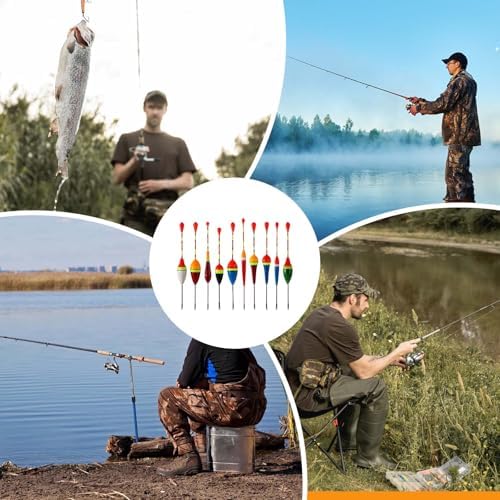 Giantree Fishing Floats Fishing Bobbers,10 Pcs Oval Trout Float Foam Fishing Floats Wood Slip Fishing Bobbers, Bobber Stopper Spring Stick Slip Floats Accessories for Catfish Trout Bass Fishing Line - Image 7