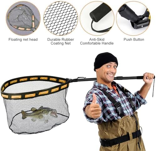 PLUSINNO Fishing Net Fish Floating Landing Net with Handle - Image 5