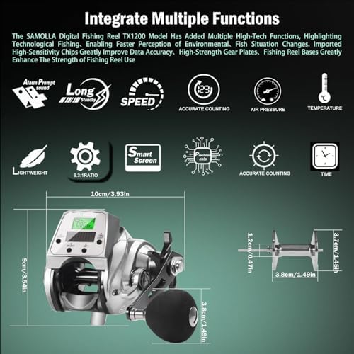 Line Counter Digital Baitcasting Fishing Reel with LCD Display Ultralight Baitcaster Reel, 22-35 Lb Max Drag, 6.3:1/7.2:1 Gear Ratio, Left/Right Hand, for Freshwater & Saltwater - Image 5