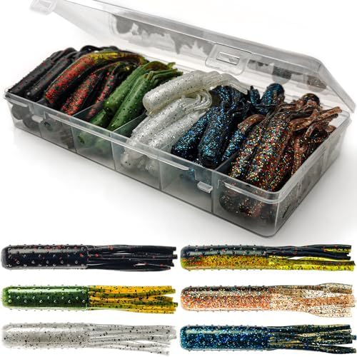 Tube Baits Tube Worms for Bass Fishing, 60 Pcs, 3.5 Inch by VMSIXVM