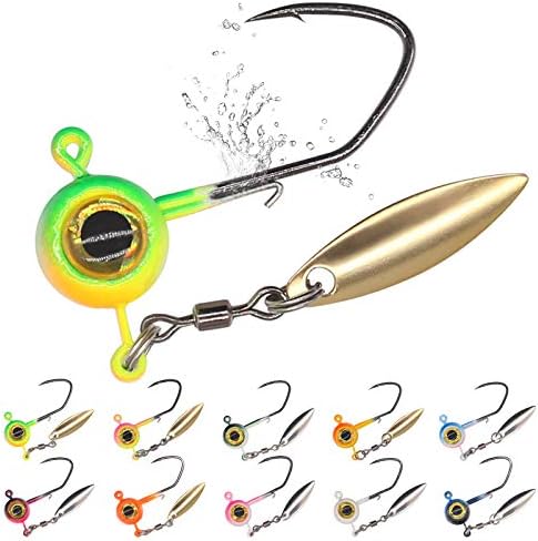 Crappie Jig Heads Kit With Underspin Spinner Blade, Lures and Jigs for Fishing - 30 & 50 Pack, 1/8, 1/16, 1/32 oz by XFISHMAN
