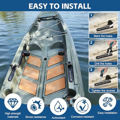 Kayak Track Mount 4 Pack — Dual-Length Set (2 x 9 10-Hole + 2 x 10.5 12-Hole) Low-Profile Kayak Rail Tracks for Rod Holders, Paddle Holders, Cup Holders, Cleats, Transducers - Image 6