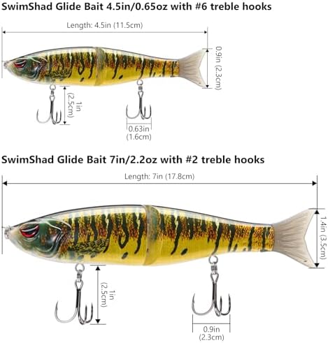 Bassdash SwimShad Glide Baits Jointed Swimbait Bass Pike Salmon Trout Muskie Fishing Lure - Image 2