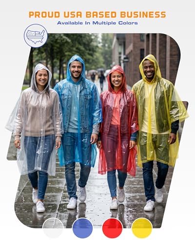 Hagon PRO Disposable Rain Ponchos for Adults, Hooded Poncho, Family 5 Pack - Image 6