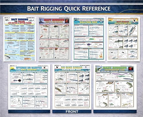 Bait Rigging Chart Set - Waterproof Quick Reference Fishing Guide - (Freshwater, Saltwater, and Big Game Rigs) - Double-Sided & Easy to Read - Great Gift for Beginners - Image 2