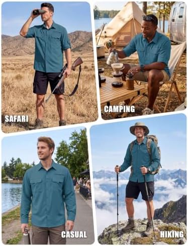 WULFUL Men's Sun Protection Fishing Shirts UPF 50+ Lightweight Quick Dry Cooling Long Sleeve Shirts for Work Hiking Safari - Image 2